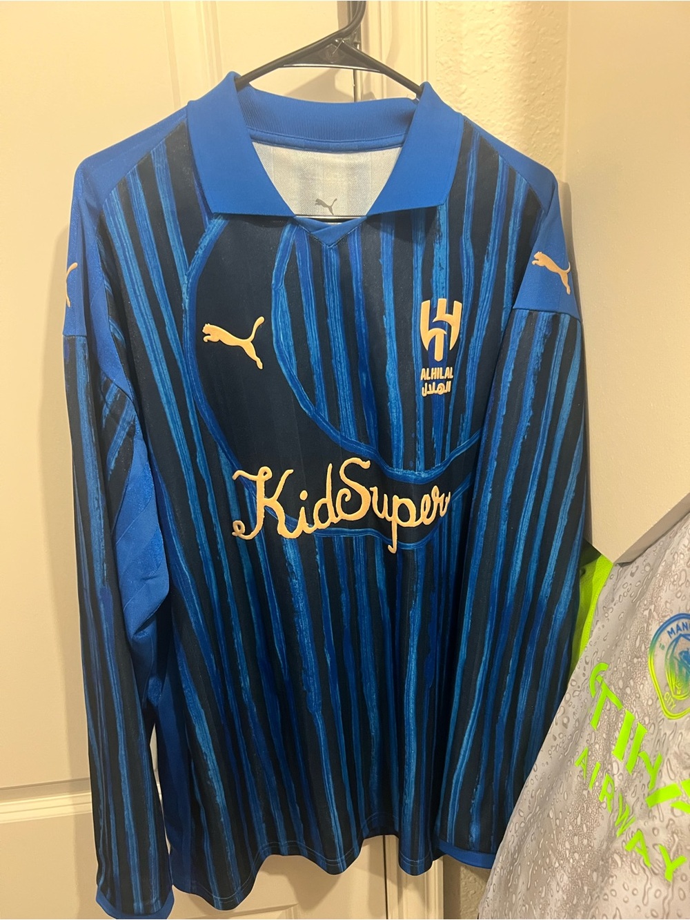 PUMA Adult Al-Hilal Blue Striped Long-Sleeve Jersey- KidSuper Collaboration
